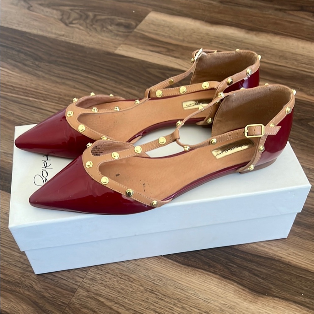Halogen Burgundy and Beige Flats with Gold Accents - Picture 3 of 4